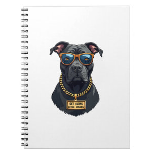 Retro Cool Pitbull in Zonnebril met Gouden Ketting Notitieboek