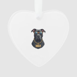 Retro Cool Pitbull in Zonnebril met Gouden Ketting Ornament