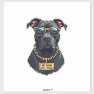 Retro Cool Pitbull in Zonnebril met Gouden Ketting Sticker