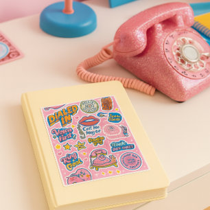 Retro Cool Praat Niet Via Sms Roze                 Sticker