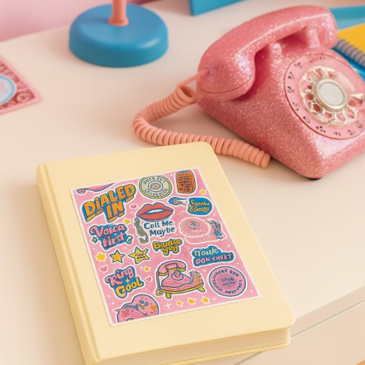 Retro Cool Praat Niet Via Sms Roze Sticker