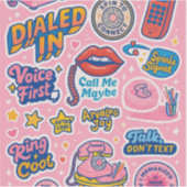 Retro Cool Praat Niet Via Sms Roze Sticker (Voorkant)