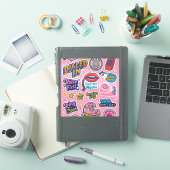 Retro Cool Praat Niet Via Sms Roze Sticker (iPad Cover)