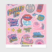 Retro Cool Praat Niet Via Sms Roze Sticker (Vel)