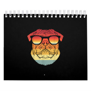Retro Cool Pug Owner Gift Pet Dogs Kalender