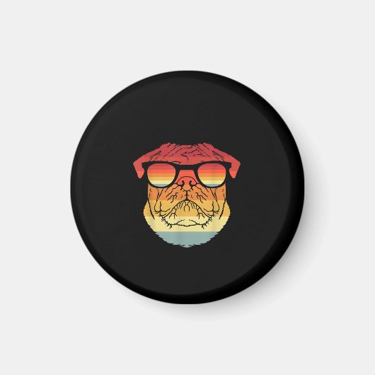 Retro  Cool Pug Owner Gift Pet Dogs Magneet (Voorkant)