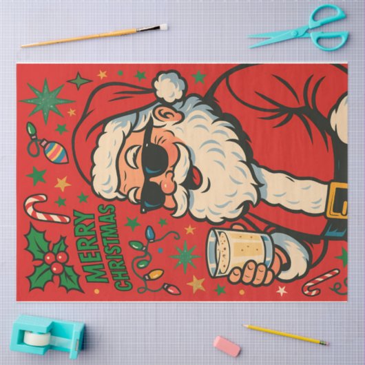 Retro Cool Santa with Shades — Bold Christmas Pop  Tissuepapier (Craft)