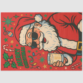 Retro Cool Santa with Shades — Bold Christmas Pop  Tissuepapier