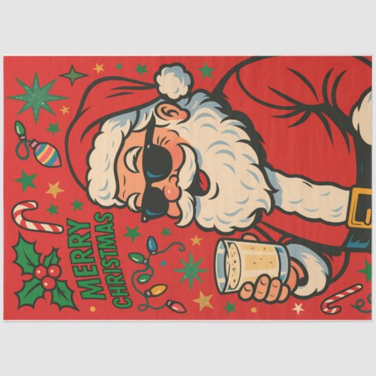 Retro Cool Santa with Shades — Bold Christmas Pop  Tissuepapier (Voorkant)