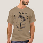 Retro Cool St Croix USVI Beach Palm Tree Novelty T-shirt (Voorkant)