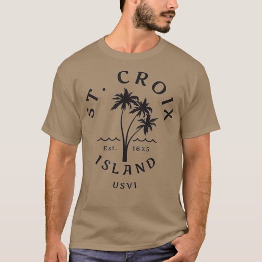 Retro Cool St Croix USVI Beach Palm Tree Novelty T-shirt (Voorkant)