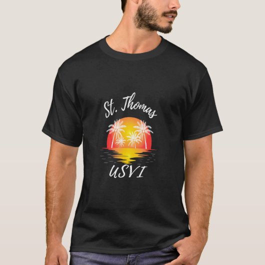 Retro Cool St Thomas Usvi reflecterend zonnekunst T-shirt (Voorkant)