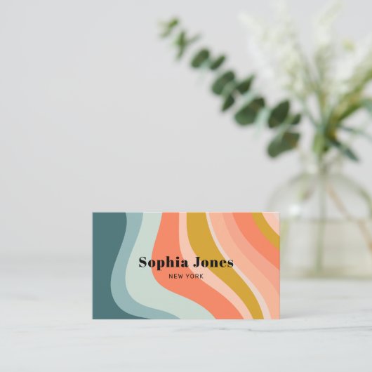 Retro Cool Trendy Kleurrijke Rainbow Social Media Visitekaartje (Staand voorkant)