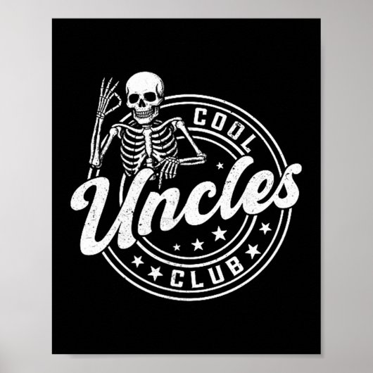 Retro Cool Uncles Club Funny New Uncle Men Skeleto Poster (Voorkant)