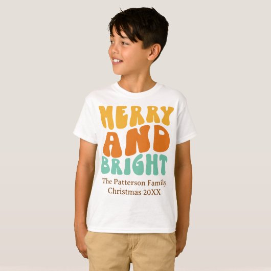 Retro Cool Vrolijk en Bright Boy's Kerstmis T-shirt (Voorkant volledig)