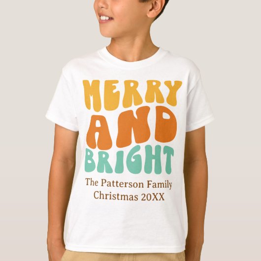 Retro Cool Vrolijk en Bright Boy's Kerstmis T-shirt (Voorkant)