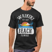 Retro Cool Waikiki Beach Hawaii Island beachball T-shirt (Voorkant)