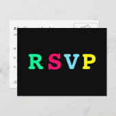 Retro Cool Zwart Kleurrijke RSVP Uitnodiging Briefkaart (Voorkant / Achterkant)