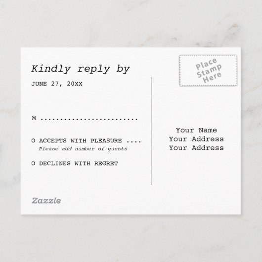 Retro Cool Zwart Kleurrijke RSVP Uitnodiging Briefkaart (Achterkant)