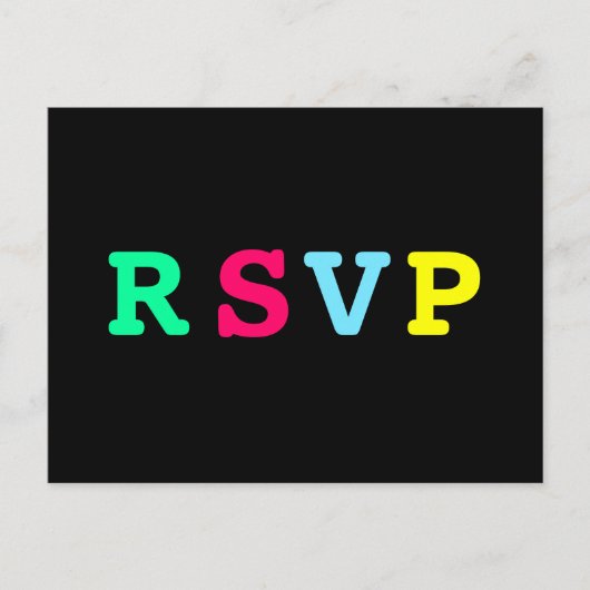 Retro Cool Zwart Kleurrijke RSVP Uitnodiging Briefkaart (Voorkant)