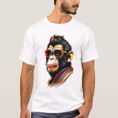 Retro coole aap koning dragen zonnebril t-shirt (Voorkant)
