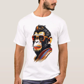 Retro coole aap koning dragen zonnebril t-shirt