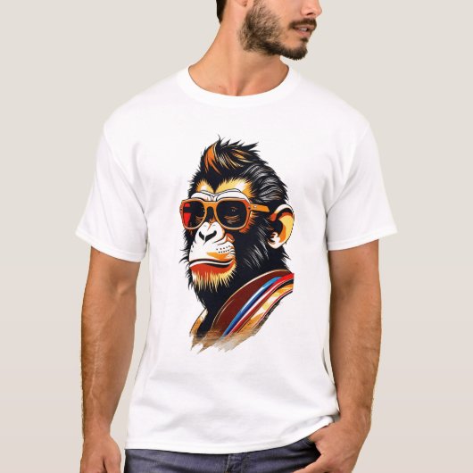 Retro coole aap koning dragen zonnebril t-shirt (Voorkant)