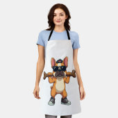 Retro Coole Franse Bulldog met Bot Cartoon Schort (Gedragen)
