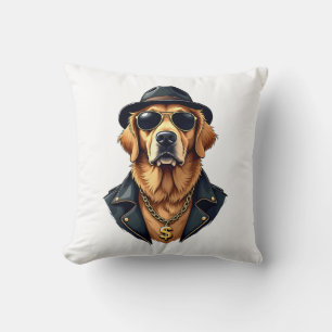 Retro Coole Goud Retriever Hond met Zonnebril op Kussen