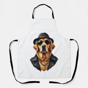 Retro Coole Goud Retriever Hond met Zonnebril op Schort