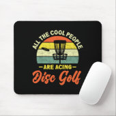 Retro Coole Mensen die Disc Golf Ace slaan Muismat (Met muis)
