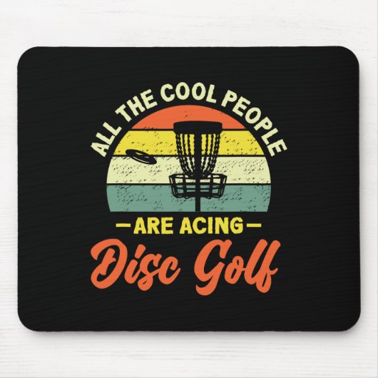 Retro Coole Mensen die Disc Golf Ace slaan Muismat (Voorkant)