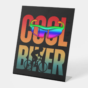 Retro Coole Motorrijder Reclamebord Met Voetstuk