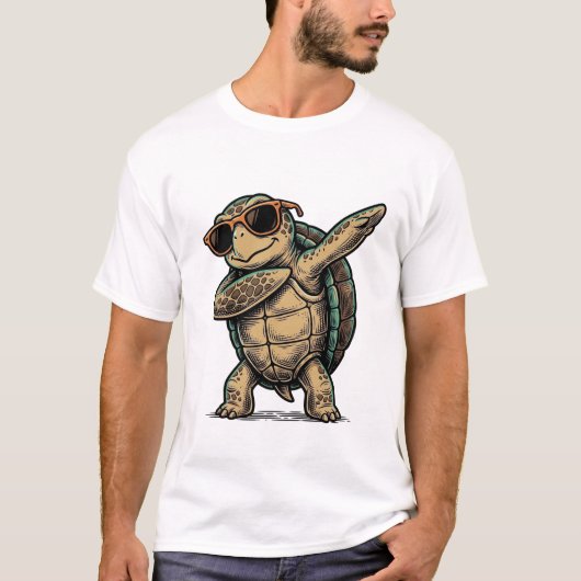 Retro Coole Schildpad Dab Vector T-shirt Ontwerp_1 (Voorkant)