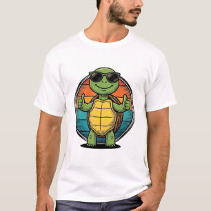 Retro Coole Schildpad Zonnebril Retro Vector Desig T-shirt