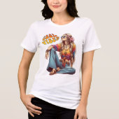 Retro Coole Vibes Hippie Meisje Tri-Blend Shirt (Voorkant)