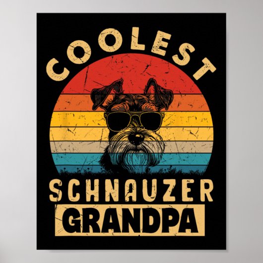 Retro Coolste Schnauzer Opa Grappige Cadeaus Hond Poster (Voorkant)