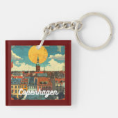 Retro Copenhagen Skyline Sleutelhanger (Achterkant)