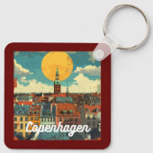Retro Copenhagen Skyline Sleutelhanger (Achterkant)