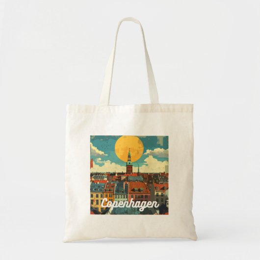Retro Copenhagen Skyline Tote Bag (Voorkant)
