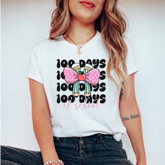 Retro Coquette 100 Days of School  T-shirt