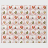 Retro  Coquette Baby Animals Gingham Cadeaupapier (Vlak)