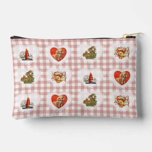 Retro  Coquette Baby Animals Gingham Etui (Achterkant)