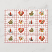 Retro  Coquette Baby Animals Gingham Feestdagenkaart (Voorkant)