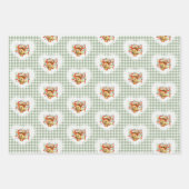 Retro  Coquette Baby Animals Gingham Inpakpapier Vel (Voorkant 3)