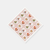 Retro  Coquette Baby Animals Gingham Servet (Hoek)