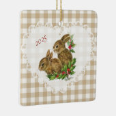 Retro  Coquette Baby Dieren Bunny Gingham Keramisch Ornament (Rechts)