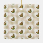 Retro  Coquette Baby Dieren Bunny Gingham Keramisch Ornament (Achterkant)