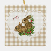 Retro  Coquette Baby Dieren Bunny Gingham Keramisch Ornament (Voorkant)