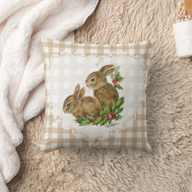 Retro  Coquette Baby Dieren Bunny Gingham Kussen (Deken)